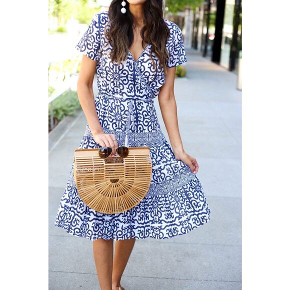 Roberta Roller Rabbit Dresses & Skirts - Roberta Roller Rabblt Printed Short Sleeve Wrap Dress Size S Small Blue